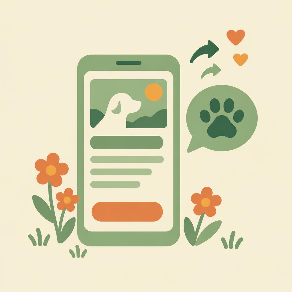 Ilustração de um telemóvel com um pedido de assinatura no ecrã e uma pegada de cão num balão de conversa